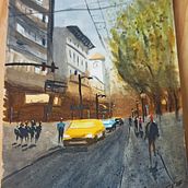 Mi proyecto del curso: Paisajes urbanos en acuarela. Un proyecto de Bellas Artes, Pintura a la acuarela e Ilustración arquitectónica de fer_f5_haro - 14.10.2023
