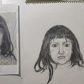  Intento de mi hija con lápiz de grafito y carboncillo  Ein Projekt aus dem Bereich Traditionelle Illustration, Bildende Künste, Skizzenentwurf, Bleistiftzeichnung, Zeichnung, Porträtzeichnung, Realistische Zeichnung und Anatomische Zeichnung von Manel Trejo - 12.10.2023