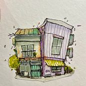 My project for course: Expressive Architectural Sketching with Colored Markers. Sketching, Drawing, Architectural Illustration, Sketchbook & Ink Illustration project by Bianca - 10.09.2023