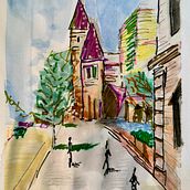My project for course: Urban Sketching: Create Expressive Cityscapes. Un progetto di Pittura, Bozzetti, Disegno, Pittura ad acquerello, Sketchbook e Illustrazione con inchiostro di Robin Sandra - 17.10.2023