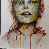 My project for course: Experimental Portraiture with Ink, Tea and Alcohol. Fine Arts, Painting, Drawing & Ink Illustration project by veronicaleetattoo - 10.18.2023