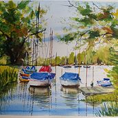 My project for course: Watercolor Techniques for Painting Seascapes. Painting, Watercolor Painting, and Naturalistic Illustration project by nemeseva3 - 10.19.2023