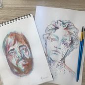 Mi proyecto del curso: Retrato artístico en acuarela. Een project van  Beeldende kunst, Schilderij, Aquarelschilderen y  Portrettekening van mariaelenaamgz - 18.10.2023