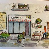 Italian Cafe. Artistic Drawing project by Maureen Kolbe - 10.21.2023