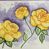 Rosas amarelas . Watercolor Painting, Botanical Illustration, and Fine Arts project by Amanda Marques - 10.22.2023