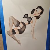 My project for course: Illustration of a Pin-Up with Traditional Techniques. Traditional illustration, Fine Arts, Painting, Pencil Drawing, and Drawing project by lorenacaraveo - 10.23.2023