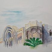 My project for course: Architectural Sketching with Watercolor and Ink. Sketching, Drawing, Watercolor Painting, Architectural Illustration, Sketchbook & Ink Illustration project by maali alajmi - 10.25.2023