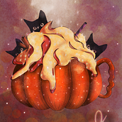 Pumpkin spice Latte . Painting, Creativit, and Children's Illustration project by Kata Meszaros - 12.09.2023
