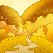 Golden Mountains. Creativit, Drawing, Artistic Drawing, Digital Drawing, and Digital Painting project by Kata Meszaros - 08.09.2022