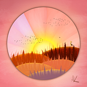 Sunset. Digital Painting, Watercolor Painting, and Drawing project by Kata Meszaros - 08.09.2022