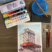 My project for course: Architectural Sketching with Watercolor and Ink. Un proyecto de Bocetado, Dibujo, Pintura a la acuarela, Ilustración arquitectónica, Sketchbook e Ilustración con tinta de Cristina Adorisio - 07.10.2023