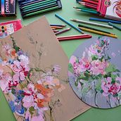 My project for course: Expressive Floral Painting with Acrylic Paint. Fine Arts, Painting, Acr, lic Painting, and Botanical Illustration project by Ekaterina Erdogan - 10.25.2023