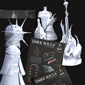 Chess Board and Set inspired by Dark Souls. Een project van  Ontwerp, Productontwerp, Grafisch ontwerp y  3D-modellering van Guilherme - 28.10.2023