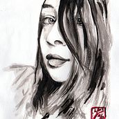 Mein Abschlussprojekt für den Kurs: Künstlerische Tuschemalerei mit chinesischer Tinte. Un proyecto de Bellas Artes, Pintura, Dibujo a lápiz, Dibujo de Retrato, Dibujo artístico, Ilustración con tinta e Ilustración tradicional de Irmgard Ariallah - 28.10.2023