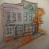 Red Rooster Cafe; Final Project : Urban Sketching: Create Expressive Cityscapes . % Steve Merten tarafından hazırlanan Eskiz çizimi, Çizim, Sulubo, a Resim, Eskiz defteri, Mürekkep İllüstras, Ve onu projesi - 10.28.2023