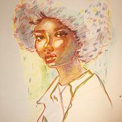 Mon projet du cours : Dessin de portraits expressifs aux crayons de couleur . Drawing, Portrait Drawing, Sketchbook, and Colored Pencil Drawing project by audrey_hebert255 - 10.28.2023