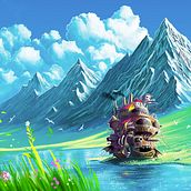 El castillo sobre el lago. Un proyecto de Ilustración digital de Roberto Nieto - 29.10.2023