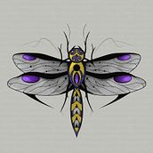 Libélula Neotrad: Design de tatuagem com efeitos dourados. Traditional illustration, Digital Illustration, and Tattoo Design project by Gabriel Amorim - 10.31.2023