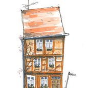Abschlussprojekt: Haus in Quedlinburg. Un projet de Esquisse , Dessin, Illustration architecturale, Carnet de croquis et Illustration à l'encre de Erik - 01.11.2023