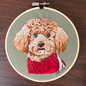 My project for course: Embroidered Pet Portraits: The Thread Painting Technique. Embroider, Naturalistic Illustration, and Textile Design project by Len Gonzales - 10.27.2023