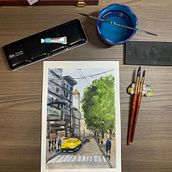 My project for course: Urban Landscapes in Watercolor. Un proyecto de Bellas Artes, Pintura a la acuarela e Ilustración arquitectónica de Cristina Adorisio - 10.10.2023