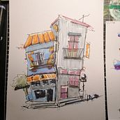 Mein Abschlussprojekt für den Kurs: Expressive Architekturskizzen mit Markern. Sketching, Drawing, Architectural Illustration, Sketchbook & Ink Illustration project by franziska_bruening - 11.01.2023
