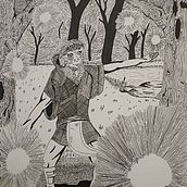 Gwyn Ap Nudd: The Welsh Fairy King release his fairies into the forest. Drawing, Artistic Drawing & Ink Illustration project by Lee Skinner - 11.03.2023