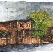 Meu projeto do curso: Criação de paisagem contemporânea em aquarela. Fine Arts, and Watercolor Painting project by Pedro Henrique Trintini Ferreira - 10.28.2023