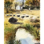 Mon projet du cours : Paysages naturels à l’aquarelle. Projekt z dziedziny  Sztuki piękne,  Malarstwo i Malowanie akwarelą użytkownika Corinne - 04.11.2023
