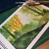 Mijn project van de cursus: Schilder dromerige aquarellandschappen met licht. Painting, and Watercolor Painting project by k.vanderstam - 11.06.2023