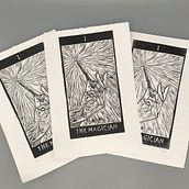 grabado en linóleo, Carta del tarot el Mago. Engraving project by Fire - 11.07.2023