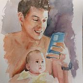 Il mio progetto del corso:  Ritratti ad acquerello: cattura la personalità del tuo soggetto. Un projet de Beaux Arts, Peinture, Aquarelle , et Dessin de portrait de Cristina - 07.11.2023