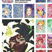 femmes fleurs . % Natasza KRASNOYAROV tarafından hazırlanan Geleneksel illüstras, Ve on projesi - 11.08.2023
