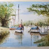 My project for course: Watercolor Techniques for Painting Seascapes. Painting, Watercolor Painting, and Naturalistic Illustration project by alorente22 - 11.09.2023