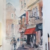 My project for course: Architectural Sketching with Watercolor and Ink. Un projet de Dessin, Aquarelle, Illustration architecturale, Carnet de croquis, Illustration à l'encre , et Esquisse  de Olha Brieus - 09.11.2023
