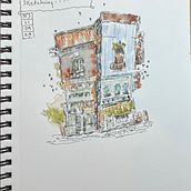 My project for course: Expressive Architectural Sketching with Colored Markers. Sketching, Drawing, Architectural Illustration, Sketchbook & Ink Illustration project by nancystandlee - 11.09.2023