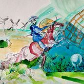 Illustrazione espressiva tratto dopo tratto: el Don Quijote. Traditional illustration, Editorial Design, Pencil Drawing, Drawing, Stor, board, Children's Illustration, Narrative, and Colored Pencil Drawing project by Chiara Rebesco - 11.10.2023