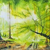 Spring Forest. Painting, and Watercolor Painting project by fhacken - 10.15.2023