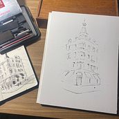 Mi proyecto del curso: Dibujo arquitectónico con acuarela y tinta. Un proyecto de Bocetado, Dibujo, Pintura a la acuarela, Ilustración arquitectónica, Sketchbook e Ilustración con tinta de Tomás PEÑA - 13.11.2023
