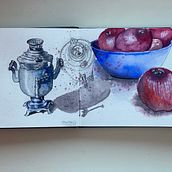 My project for course: Artistic Watercolor Sketching: Dare to Express Your Ideas. Un projet de Illustration traditionnelle, Esquisse , Créativité, Dessin, Aquarelle , et Carnet de croquis de Katerina Iokton - 13.11.2023