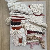Mon projet du cours : Tissage, broderie et punch needle : création d'un tableau textile. Un proyecto de Diseño de complementos, Artesanía, Bordado, Decoración de interiores, Tejido, Punch needle, Telar y Diseño textil de claire_zmiro - 10.11.2023