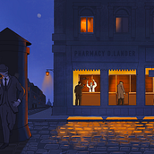 'Last Customers'. My project for course "Atmospheric Painting in Procreate: From Concept to Color". Digital Illustration, Digital Drawing, and Editorial Illustration project by Alexander Galagan - 11.16.2023