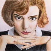 Gambito de Dama. Realistic Drawing, Pencil Drawing, and Colored Pencil Drawing project by julieta oliva - 04.30.2021