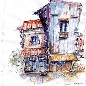 Mi proyecto del curso: Dibujo arquitectónico expresivo con marcadores de colores. Sketching, Drawing, Architectural Illustration, Sketchbook & Ink Illustration project by Gabriela Kozina - 10.10.2023