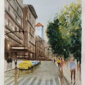 Mi proyecto del curso: Paisajes urbanos en acuarela Ein Projekt aus dem Bereich Bildende Künste, Aquarellmalerei und Architektonische Illustration von Oscar Laguzzi - 22.11.2023