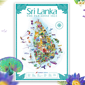 Map of Sri Lanka : The Paradise Isle. Un proyecto de Diseño de carteles, Ilustración tradicional y Publicidad de Shakya Tennakoonmudali - 18.10.2022