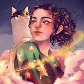 Constelaciones. Mi proyecto del curso: Retratos digitales de fantasía con Photoshop. Traditional illustration, Drawing, Digital Illustration, Portrait Drawing, Digital Drawing, and Digital Painting project by María Cecilia Gómez Martínez - 11.26.2023