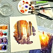 Mein Abschlussprojekt für den Kurs: Naturinspirierte Aquarellmalerei mit Double Exposure. Traditional illustration, Watercolor Painting, Realistic Drawing, and Naturalistic Illustration project by Angela Gerstner - 11.26.2023