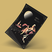 Happy New Year : Art Deco Style Digital Illustration. Traditional illustration, Fine Arts, Poster Design, and Digital Illustration project by Hardik Lakhani - 12.28.2023