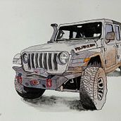 Jeep in Watercolor and Ink. Traditional illustration, and Fine Arts project by Ray Greyling - 11.25.2023